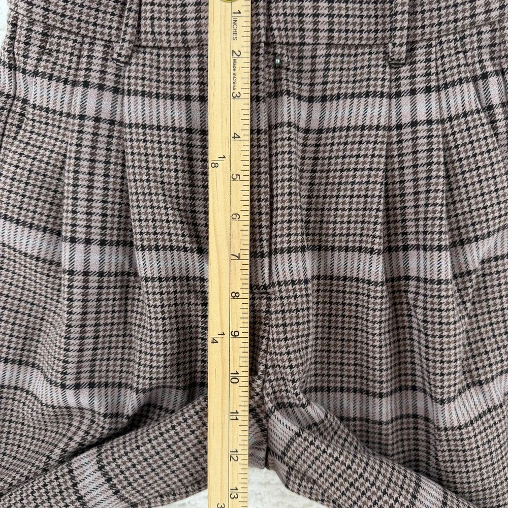 Aritzia Wilfred Dress Pants Womens 4 Brown Plaid Tweed Pleated Relaxed Work‎